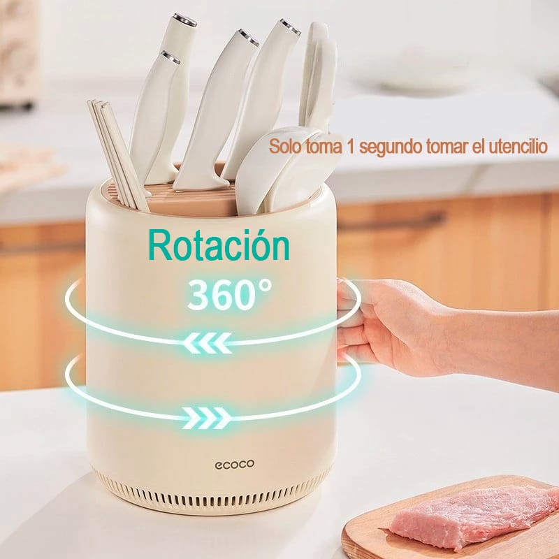 Organizador Cocina Giratorio Cubiertos Cuchillos Escurridor - Imagen 3