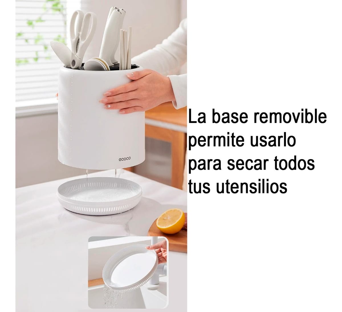 Organizador Cocina Giratorio Cubiertos Cuchillos Escurridor - Imagen 4