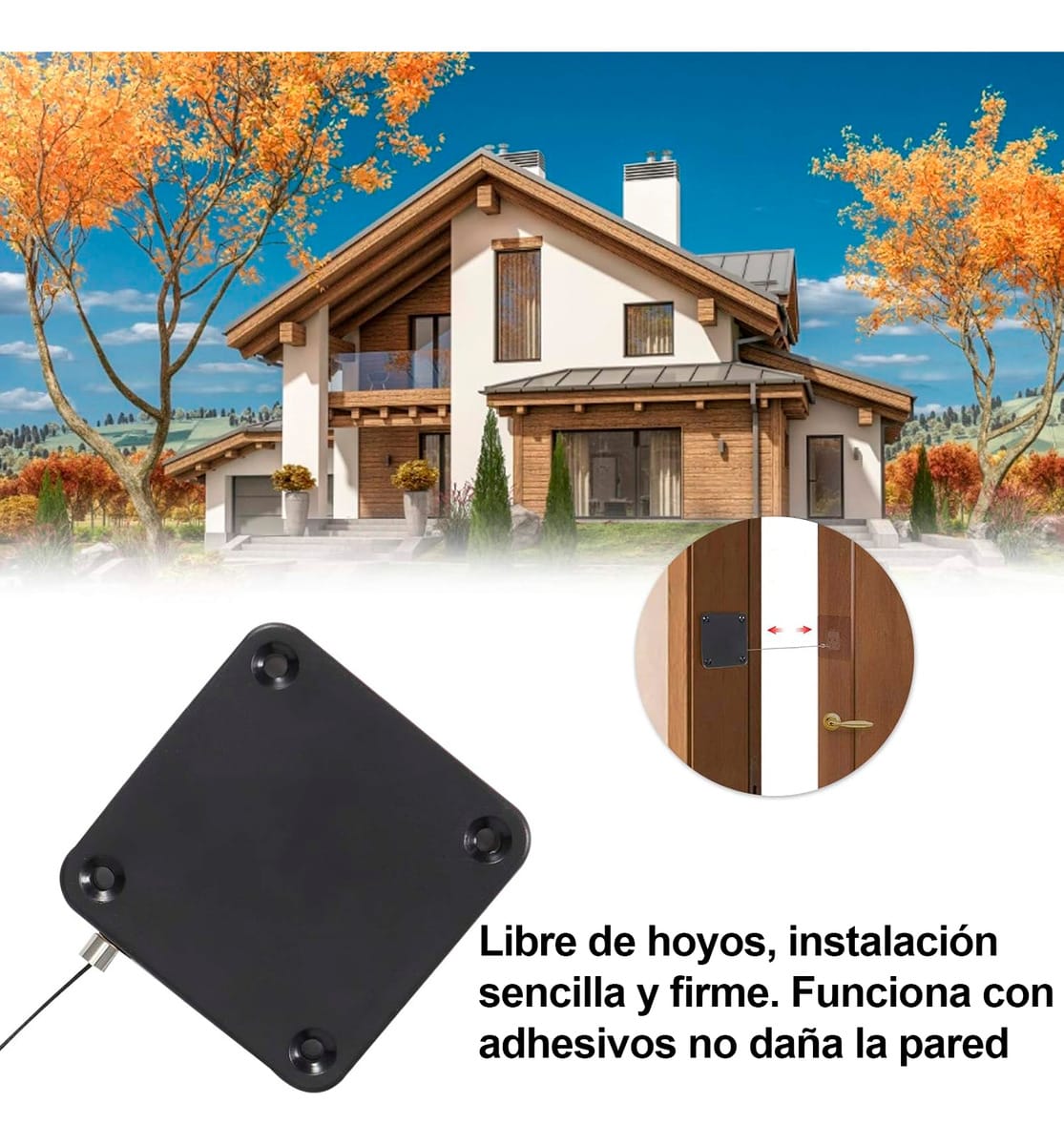 Cierre De Puerta Automático Con Adhesivo Y Cable Retráctil - Imagen 2