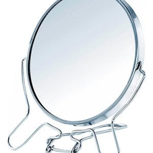 Espejo Maquillaje Doble Faz Con Aumento Metálico 20 Cm 360°