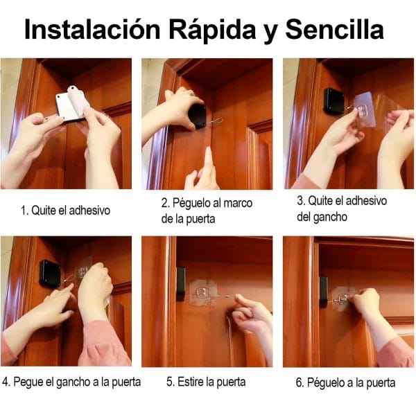 Cierre De Puerta Automático Con Adhesivo Y Cable Retráctil - Imagen 3