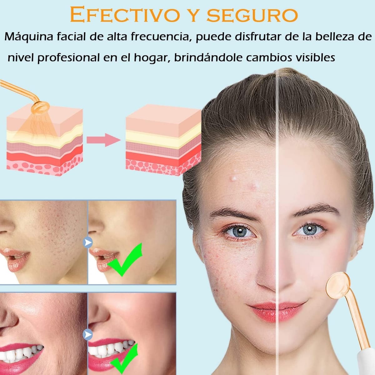 Máquina Facial Alta Frecuencia Equipo Para La Piel Portatil - Imagen 3
