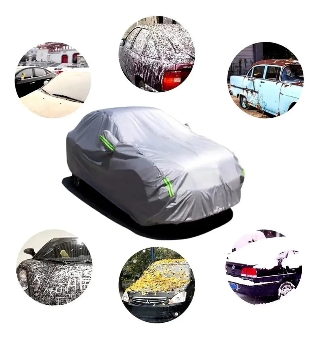 Funda Cubre Cobertor De Auto Felpada Tiras Reflex Reforzado - Imagen 4
