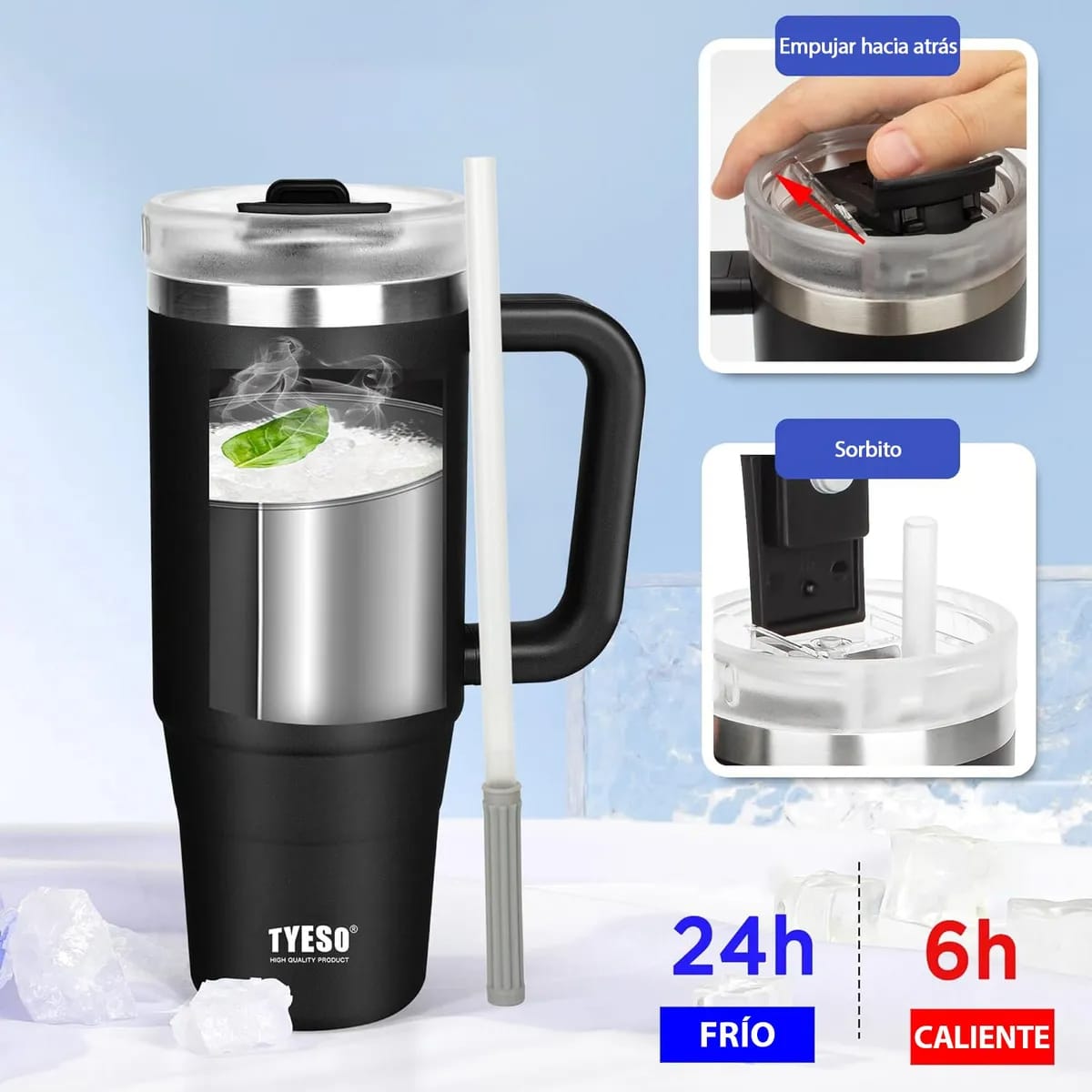 Vaso Termico Jarro Tyeso 900ml Acero Asa Sorbito Aislamiento - Imagen 4