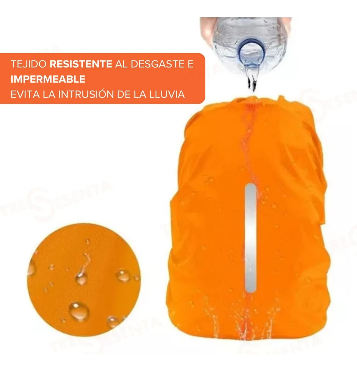 Funda Impermeable Reflectante Cubre Mochila 40l Bici Camping - Imagen 2