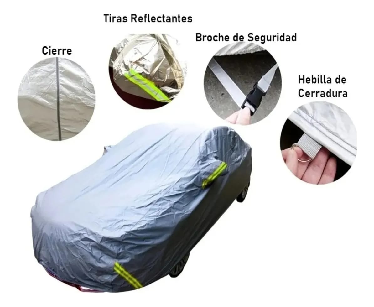 Funda Cubre Cobertor De Auto Felpada Tiras Reflex Reforzado - Imagen 2