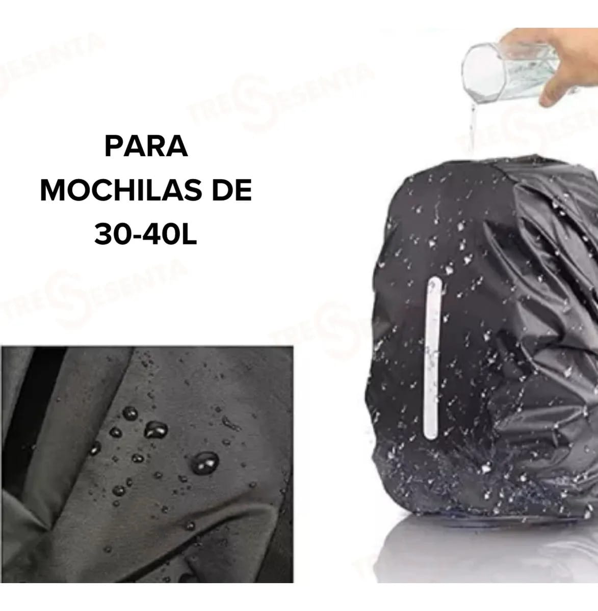 Funda Impermeable Reflectante Cubre Mochila 40l Bici Camping - Imagen 8
