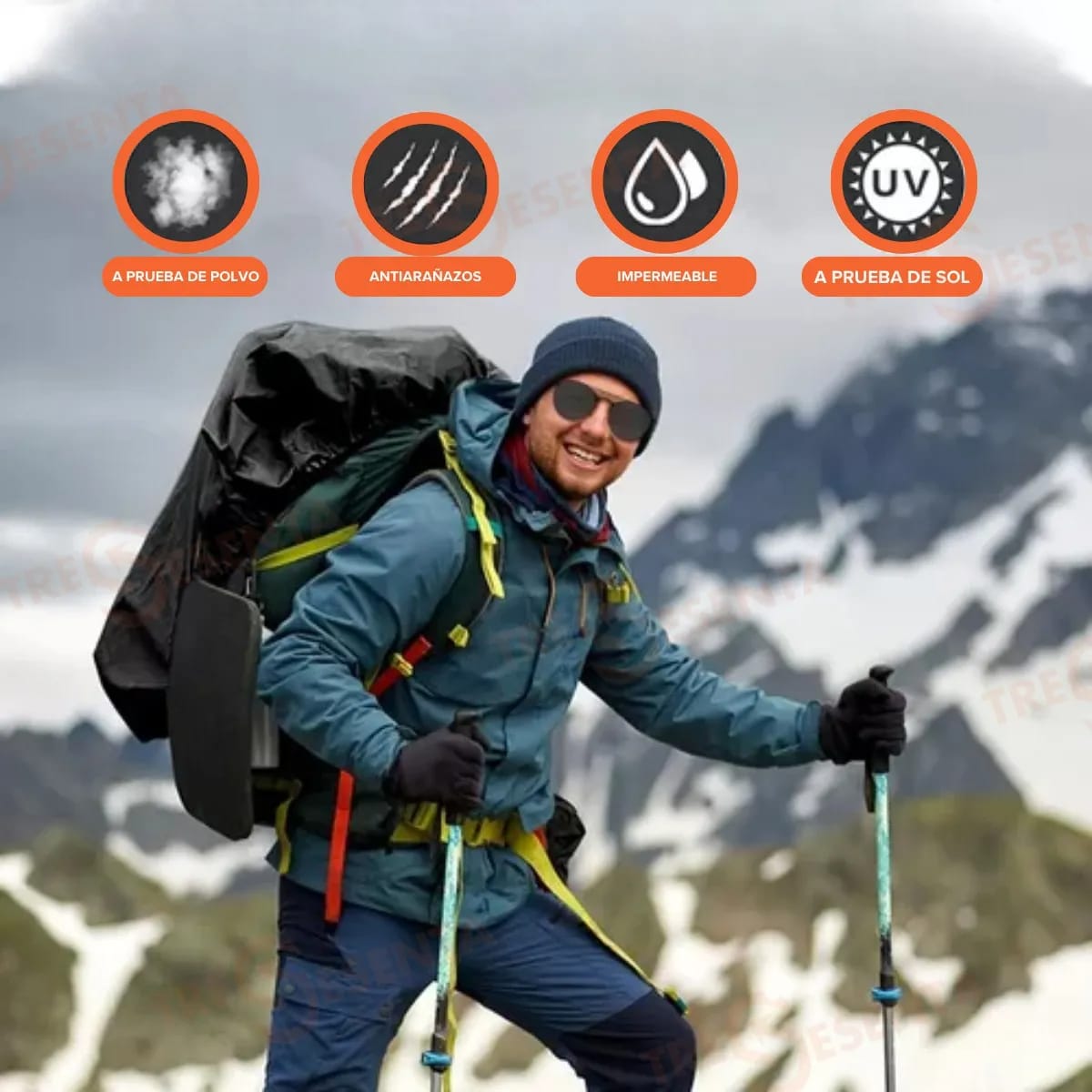 Funda Impermeable Reflectante Cubre Mochila 40l Bici Camping - Imagen 7