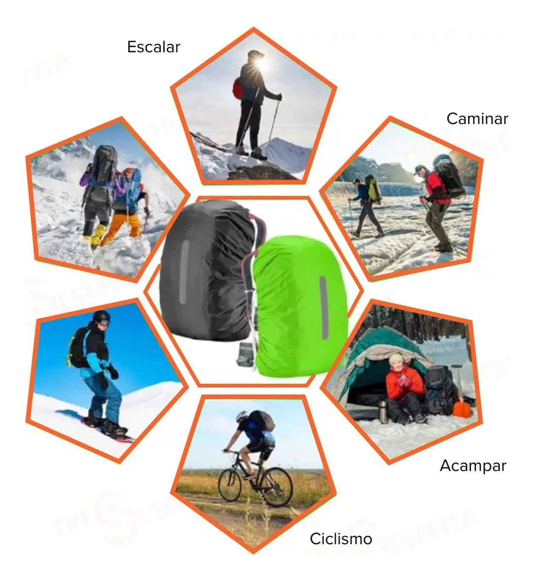 Funda Impermeable Reflectante Cubre Mochila 40l Bici Camping - Imagen 5