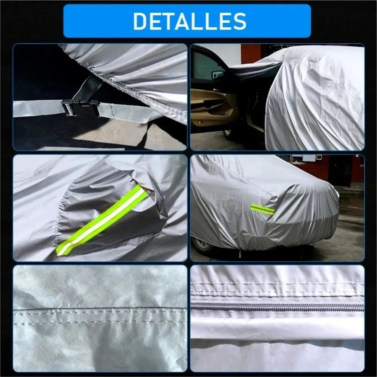 Funda Cubre Cobertor De Auto Felpada Tiras Reflex Reforzado - Imagen 5