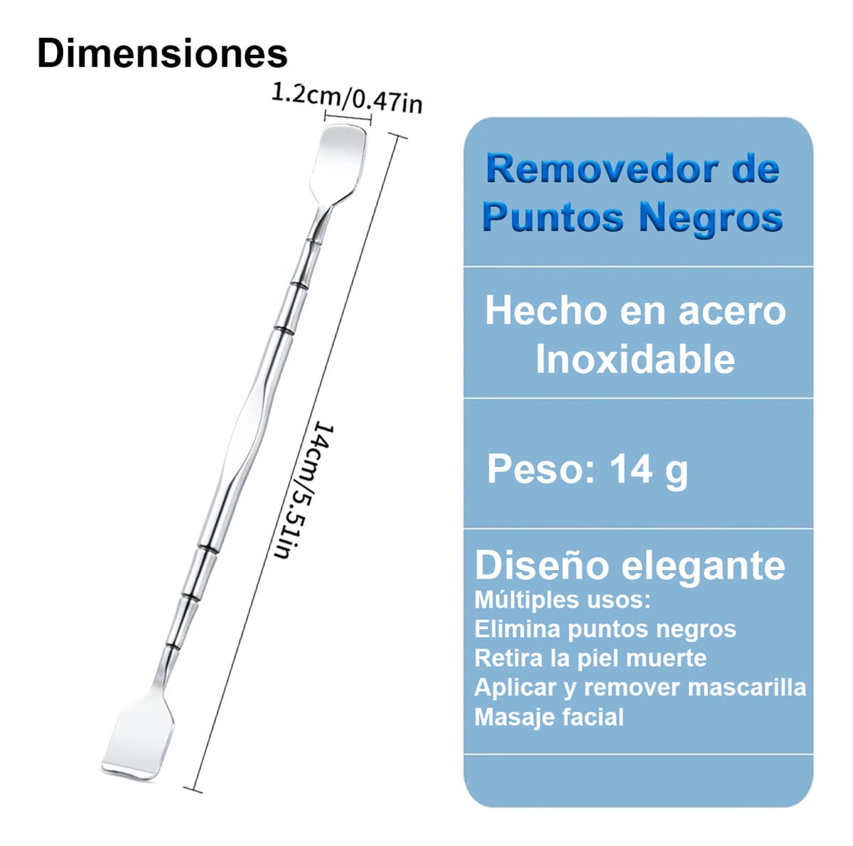 Removedor De Puntos Negros De Acero Inoxidable Doble Punta - Imagen 5