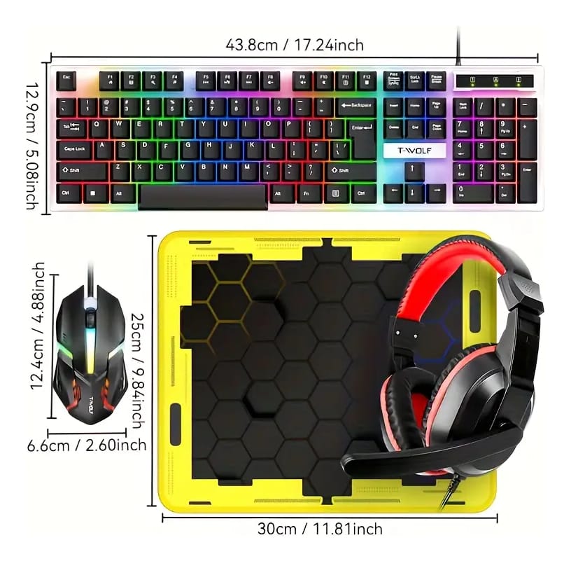 Combo Gamer Pc Compu Teclado + Mouse + Auriculares + Pad - Imagen 9