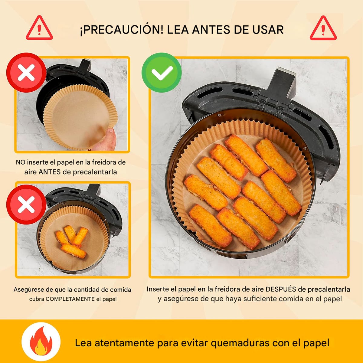 Bandejas Papel Freidora Aire Sin Aceite Circular 150 Piezas - Imagen 7
