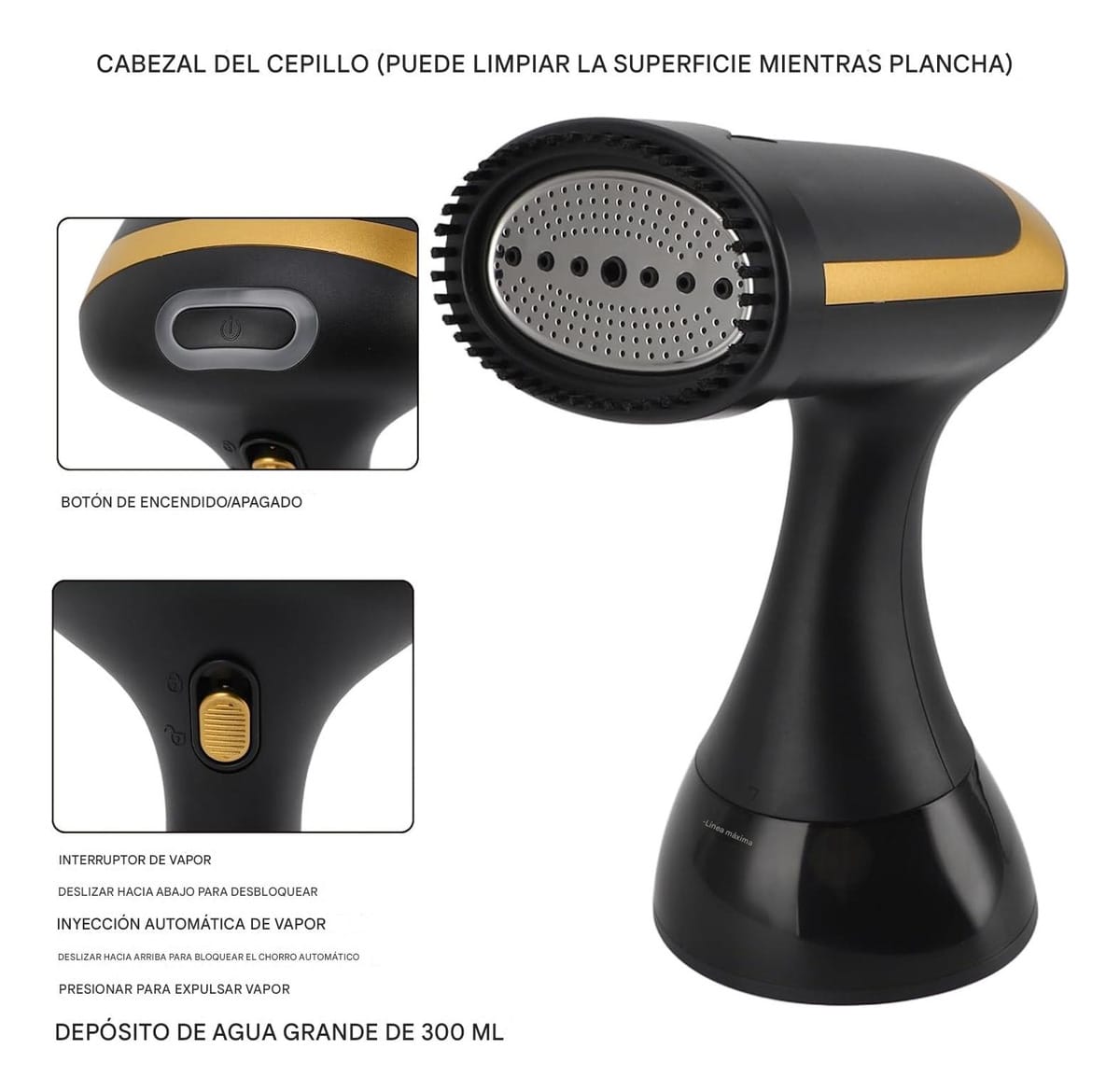Plancha Vertical A Vapor De Mano Vaporizadora Rapido 1500 W - Imagen 5