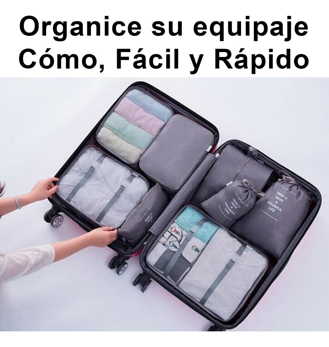 Set 8 Organizadores Bolsos De Valija Maleta Equipaje Viaje - Imagen 2
