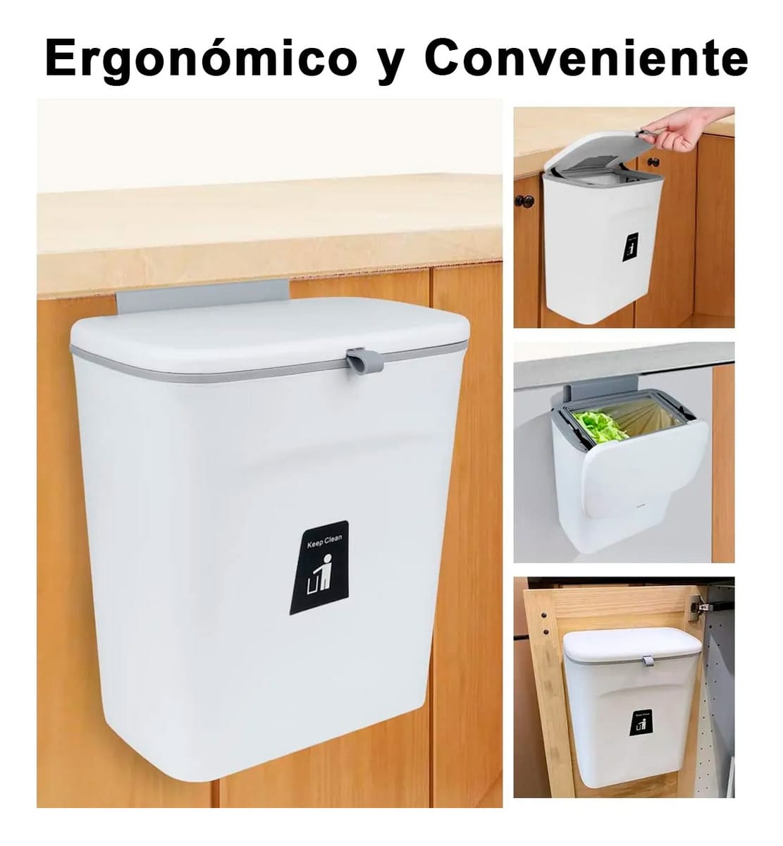 Contenedor Cubo Bote Basura Cocina Baño Colgar Colgante 9 L - Imagen 2