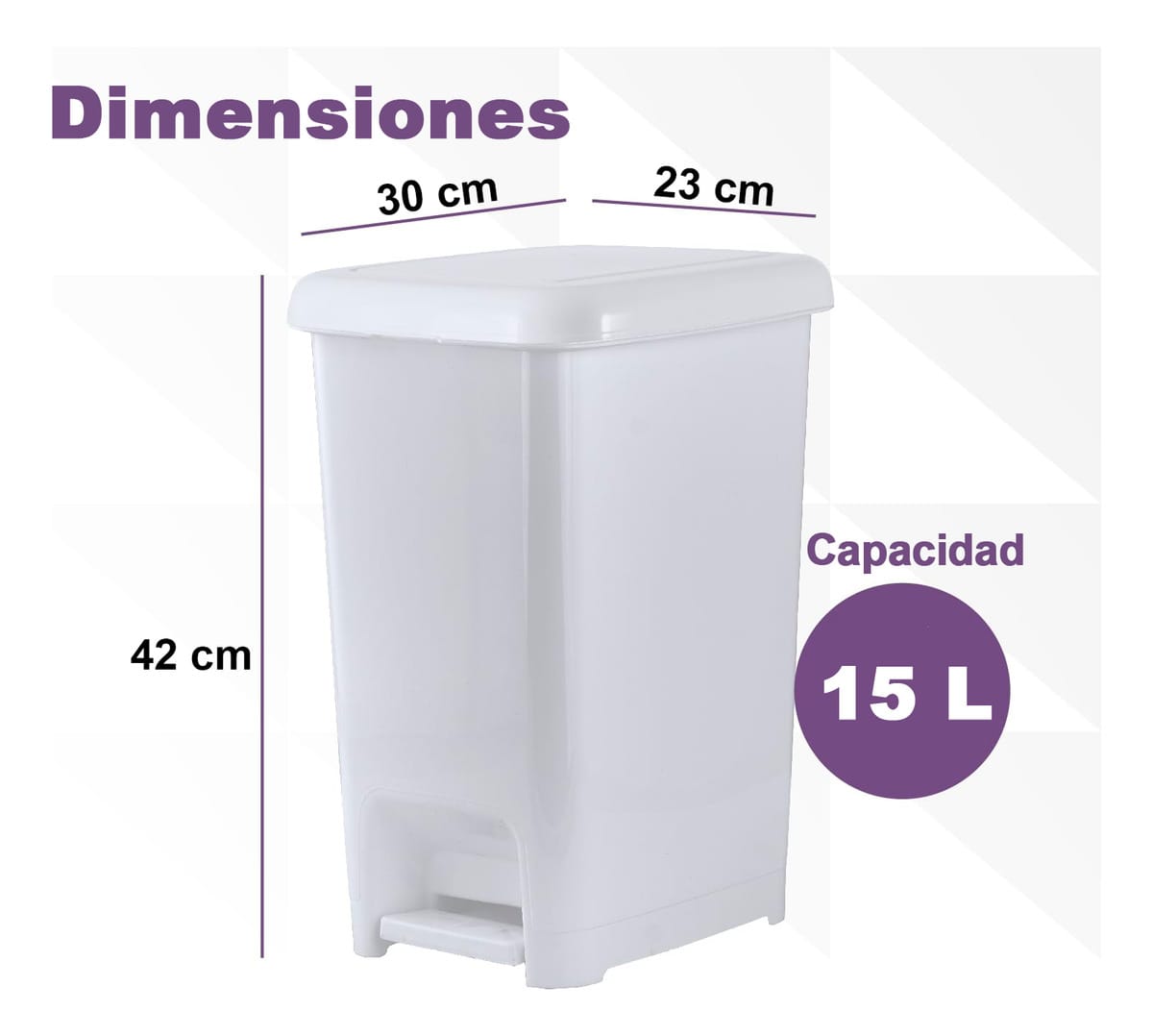 Contenedor Tacho De Basura Tapa A Pedal Capacidad 15 L - Imagen 4