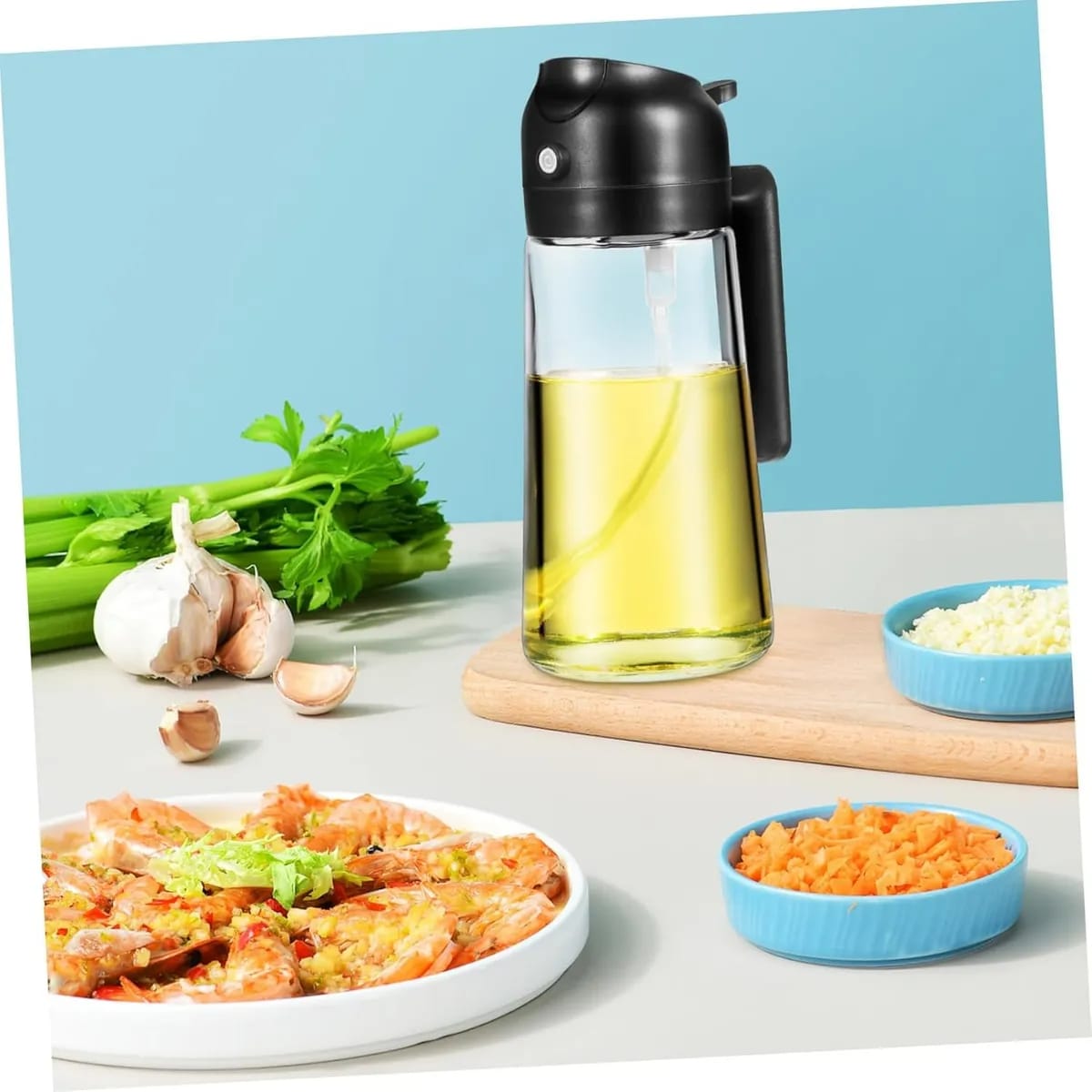 Botella Dispensadora Con Pulverizador Aceite Vinagre 470 Ml - Imagen 10
