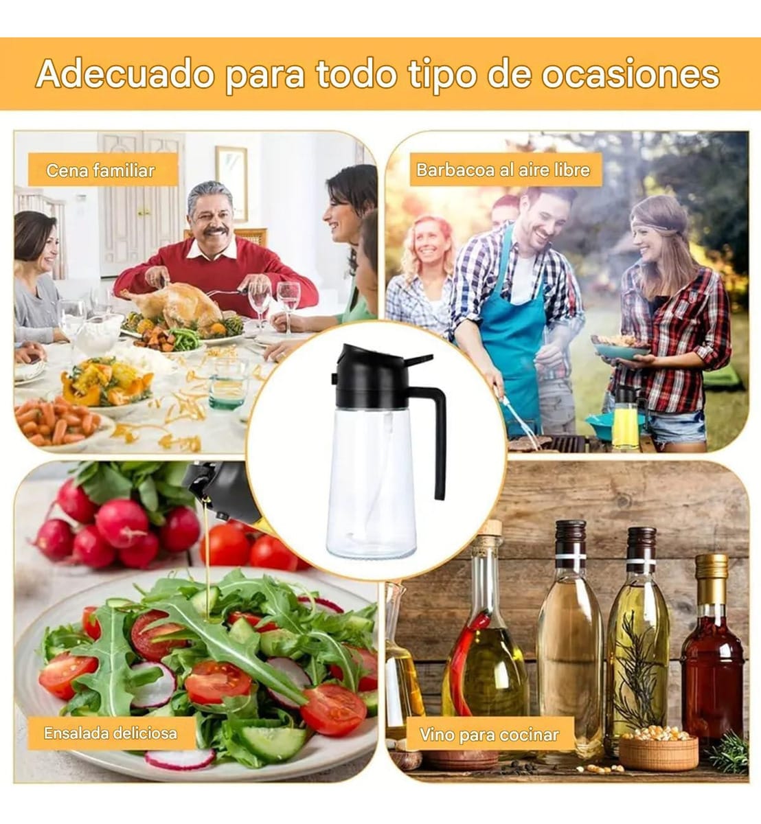 Botella Dispensadora Con Pulverizador Aceite Vinagre 470 Ml - Imagen 9