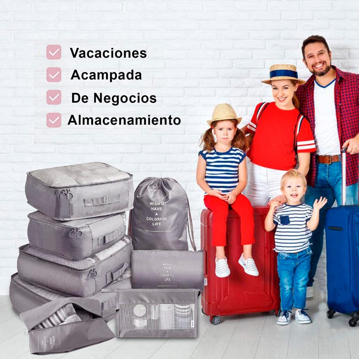 Set 8 Organizadores Bolsos De Valija Maleta Equipaje Viaje - Imagen 4