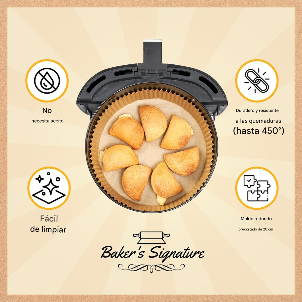 Bandejas Papel Freidora Aire Sin Aceite Circular 150 Piezas - Imagen 6