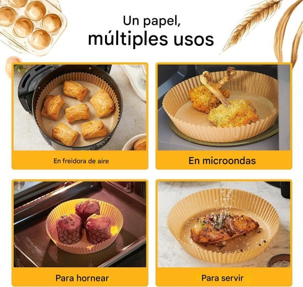 Bandejas Papel Freidora Aire Sin Aceite Circular 150 Piezas - Imagen 2
