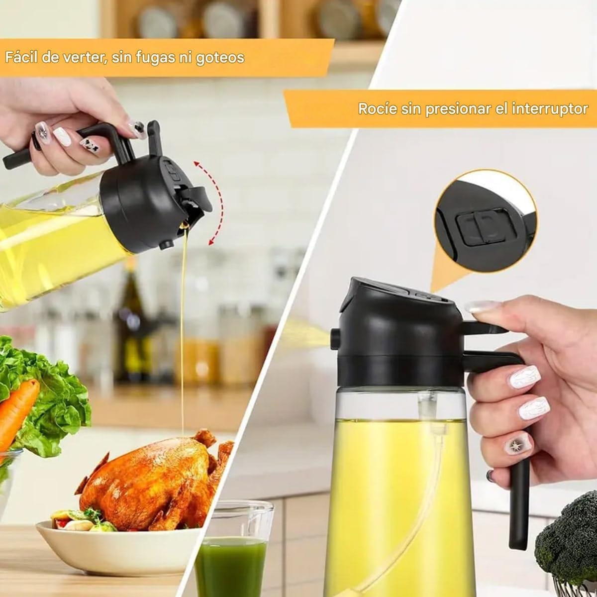 Botella Dispensadora Con Pulverizador Aceite Vinagre 470 Ml - Imagen 7