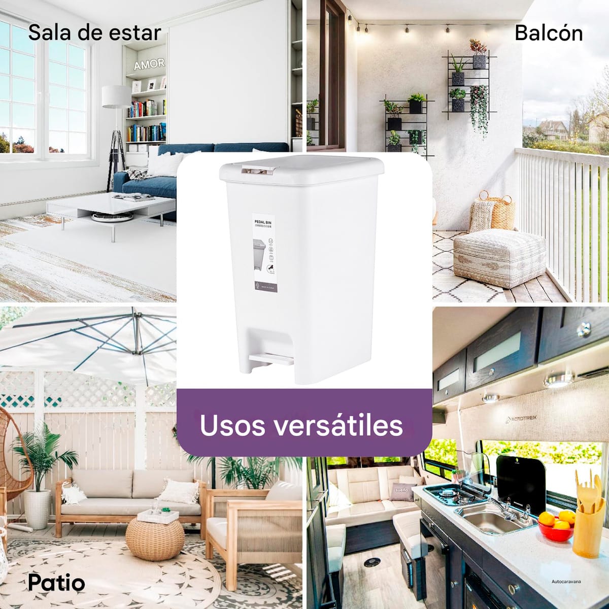 Contenedor Tacho De Basura Tapa A Pedal Capacidad 15 L - Imagen 2