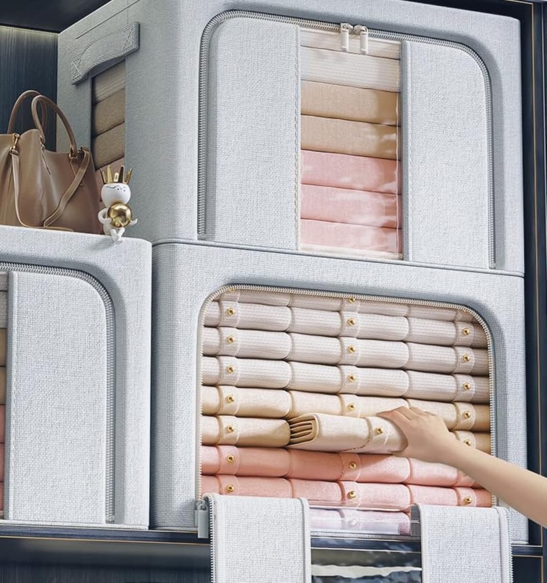 Organizador De Ropa Con Estructura Metálica Apilable 100 L - Imagen 2