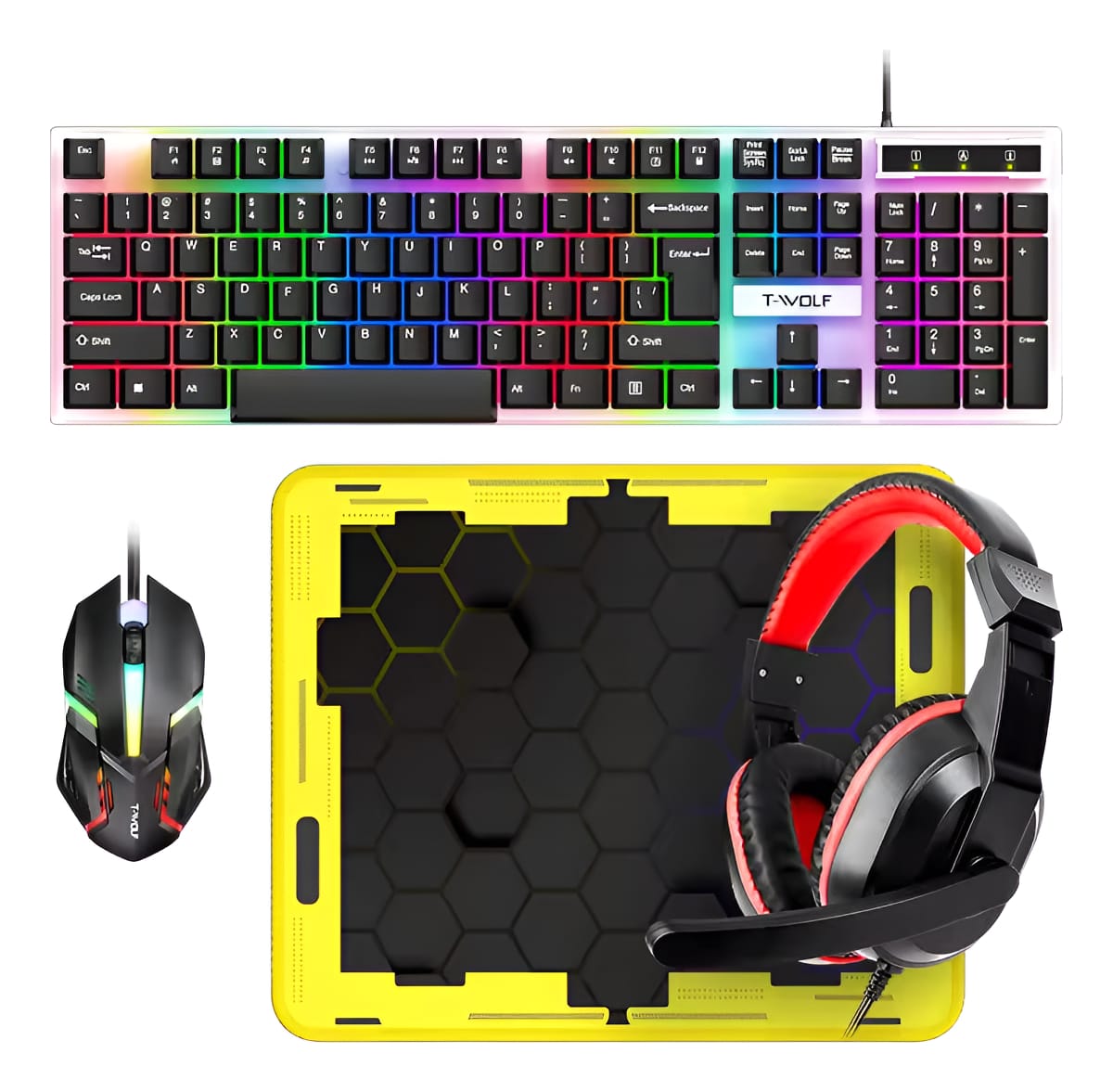 Combo Gamer Pc Compu Teclado + Mouse + Auriculares + Pad