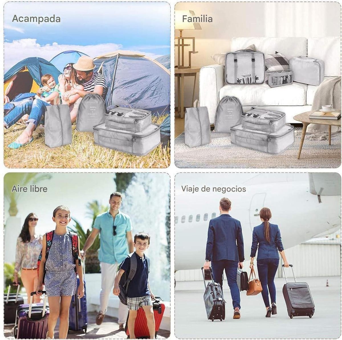 Set 8 Organizadores Bolsos De Valija Maleta Equipaje Viaje - Imagen 7