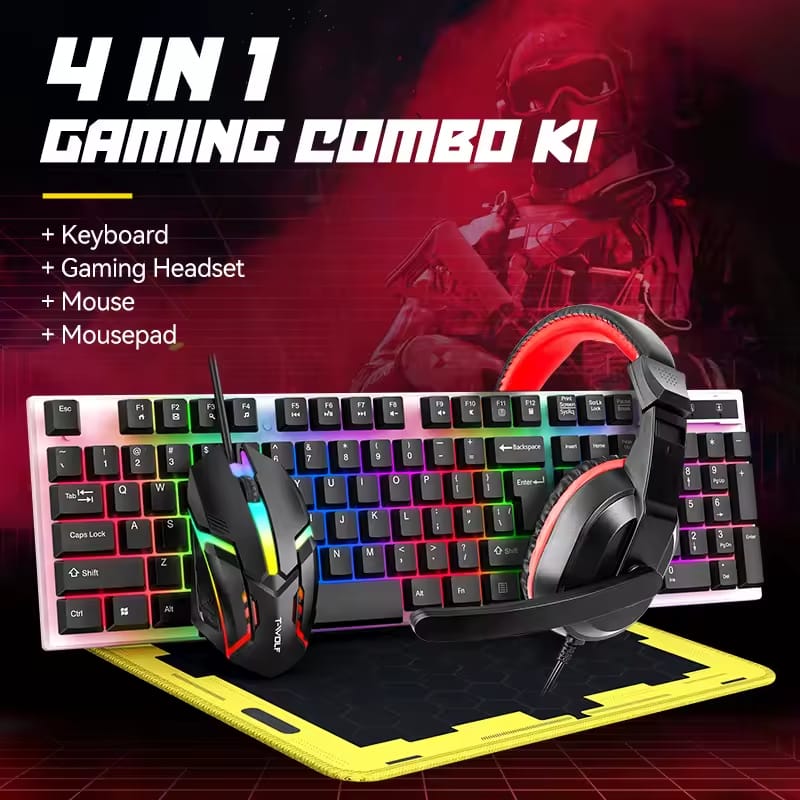 Combo Gamer Pc Compu Teclado + Mouse + Auriculares + Pad - Imagen 5