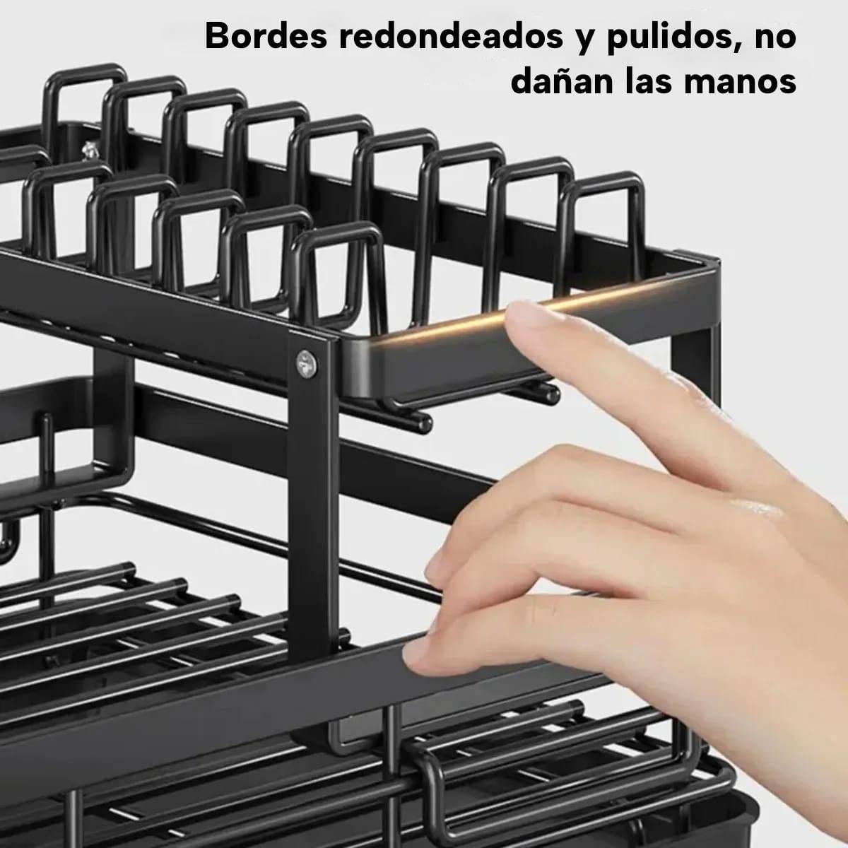 Escurridor Platos Vajilla Ajustable Doble Nivel Con Drenaje - Imagen 3