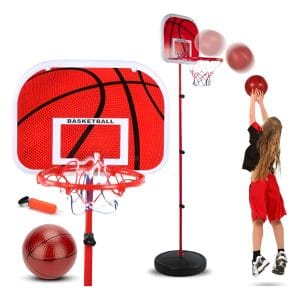 Aro De Básquet Infantil Con Tablero, Base, Pelota E Inflador