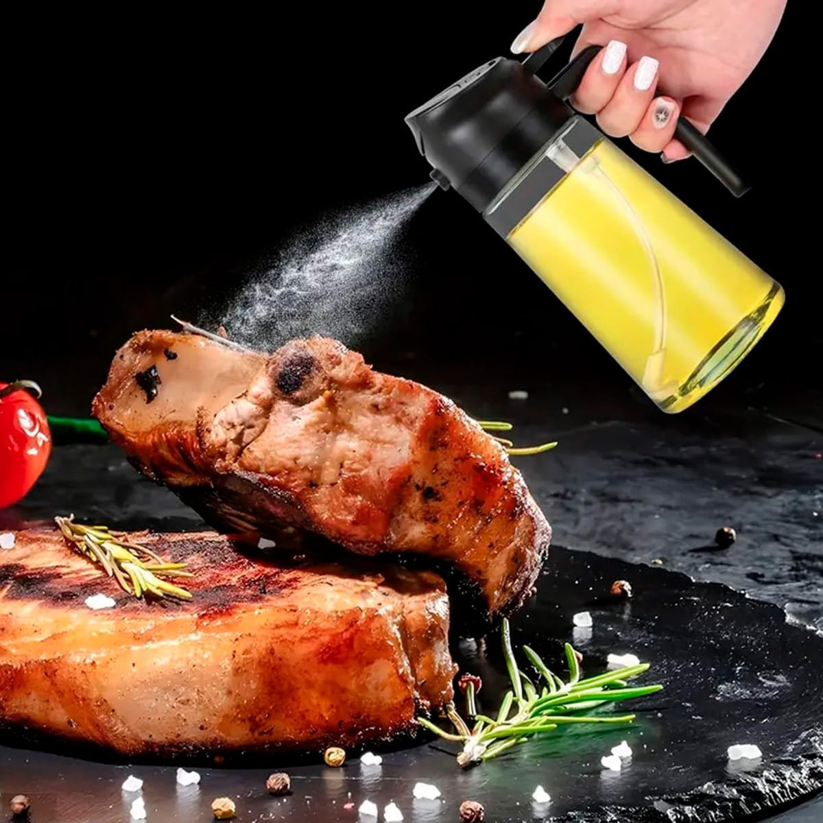 Botella Dispensadora Con Pulverizador Aceite Vinagre 470 Ml - Imagen 2