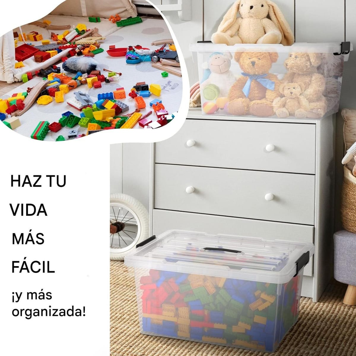 Caja Organizadora Apilable Con Tapa Transparente De 35 L - Imagen 8