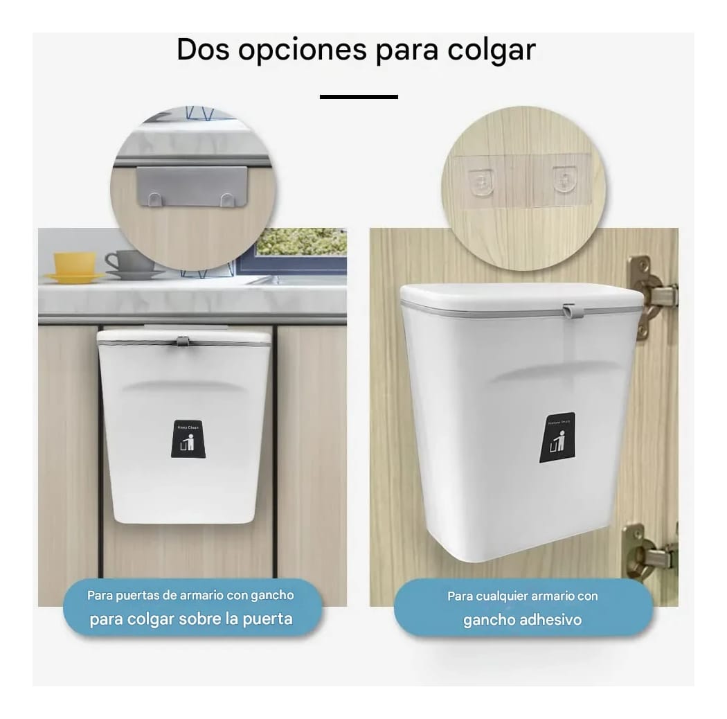 Contenedor Cubo Bote Basura Cocina Baño Colgar Colgante 9 L - Imagen 4