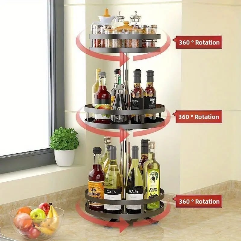 Organizador Giratorio De 3 Niveles Cocina Baño Rota 360° - Imagen 2