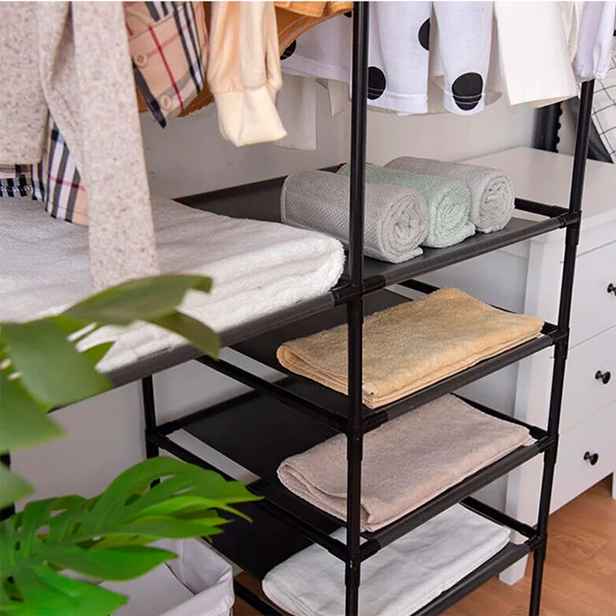 Ropero Multifuncional De Ropa Con Percheros Y Estantes Rack - Imagen 5