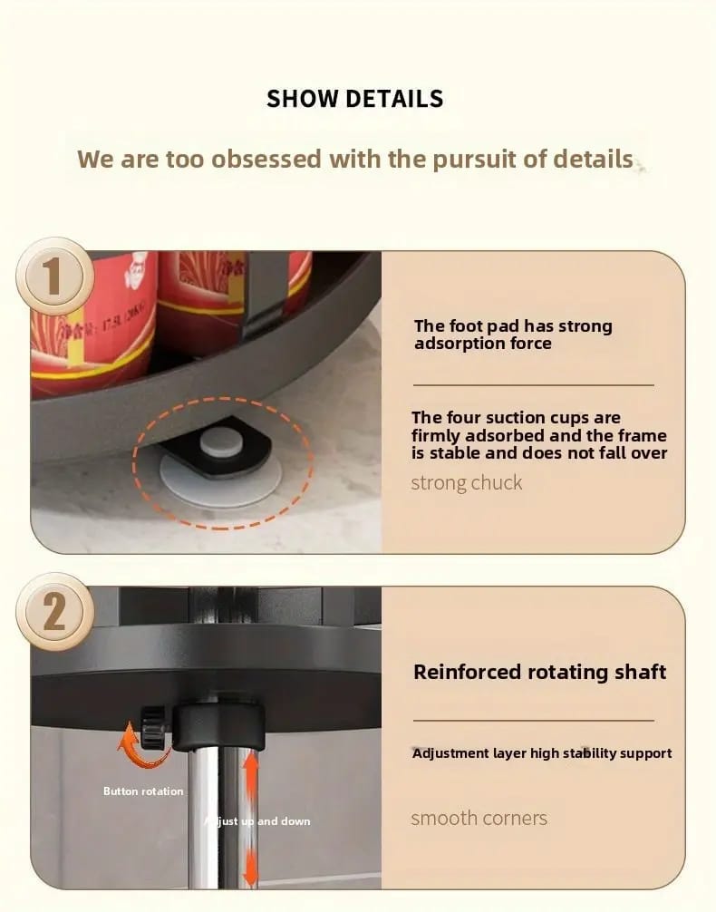 Organizador Giratorio De 3 Niveles Cocina Baño Rota 360° - Imagen 6