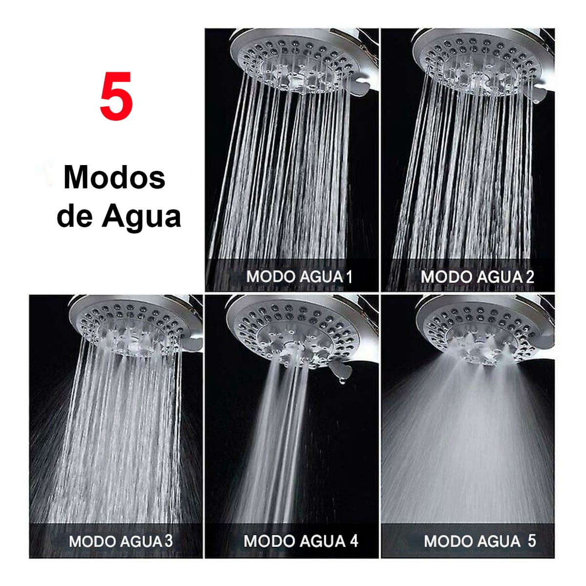 Duchero Con Regulador De Caudal 5 Modos Manguera 1,5 M Largo - Imagen 6