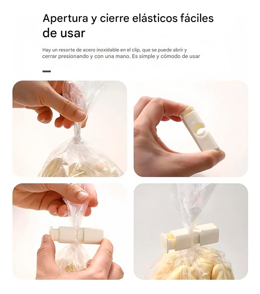 Clip Sellador Cierre Bolsas Alimentos Pack X4 Reutilizables - Imagen 4