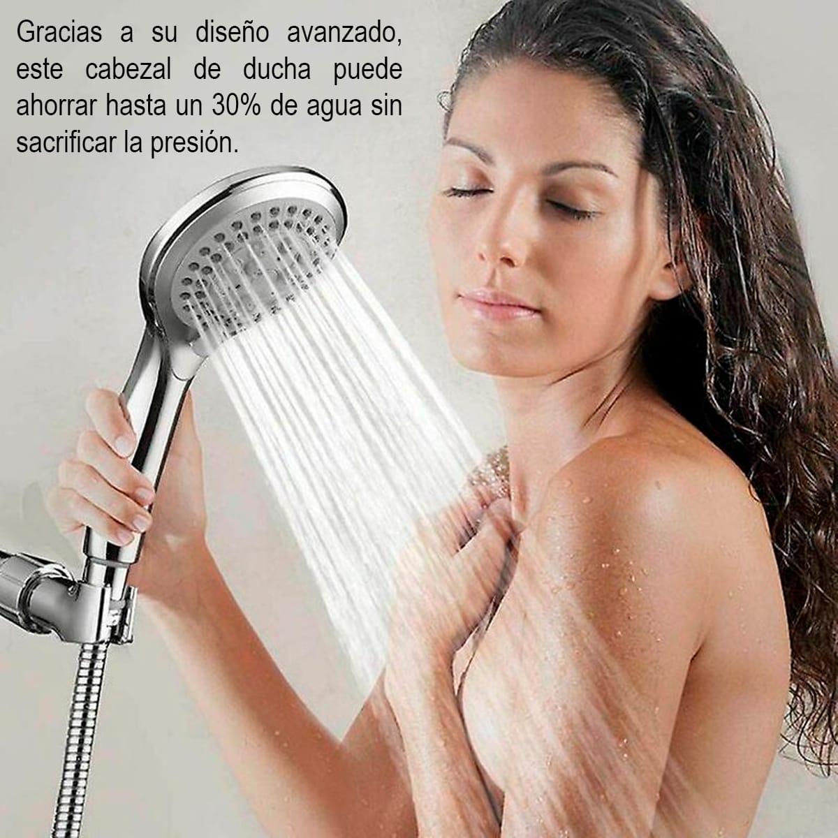 Duchero Con Regulador De Caudal 5 Modos Manguera 1,5 M Largo - Imagen 2