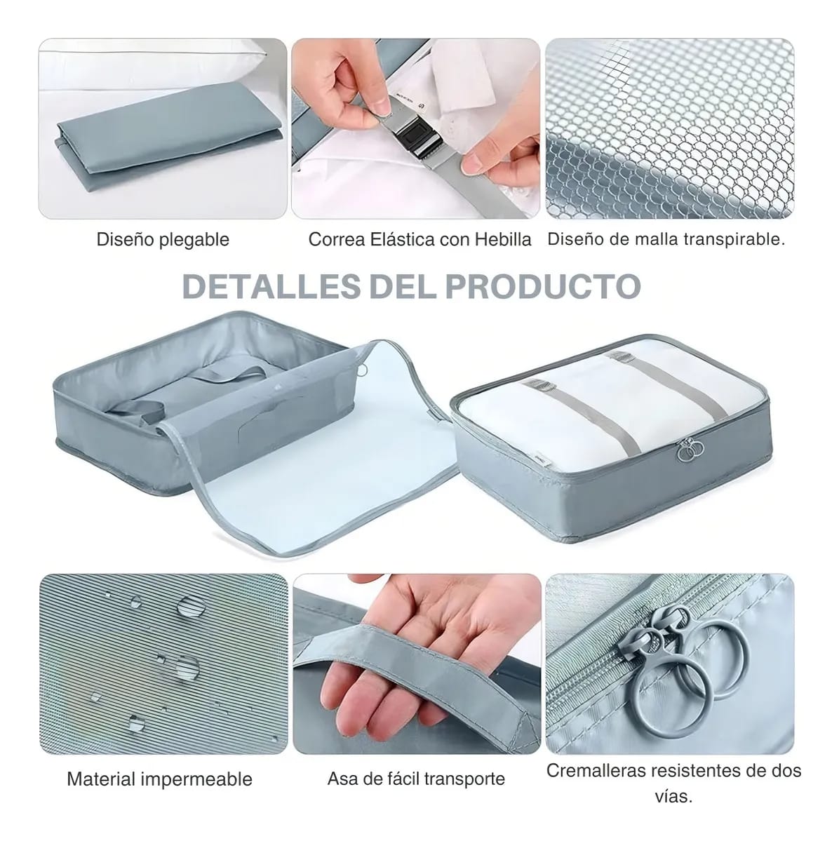 Set 8 Organizadores Bolsos De Valija Maleta Equipaje Viaje - Imagen 3