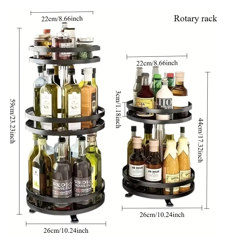 Organizador Giratorio De 3 Niveles Cocina Baño Rota 360° - Imagen 5
