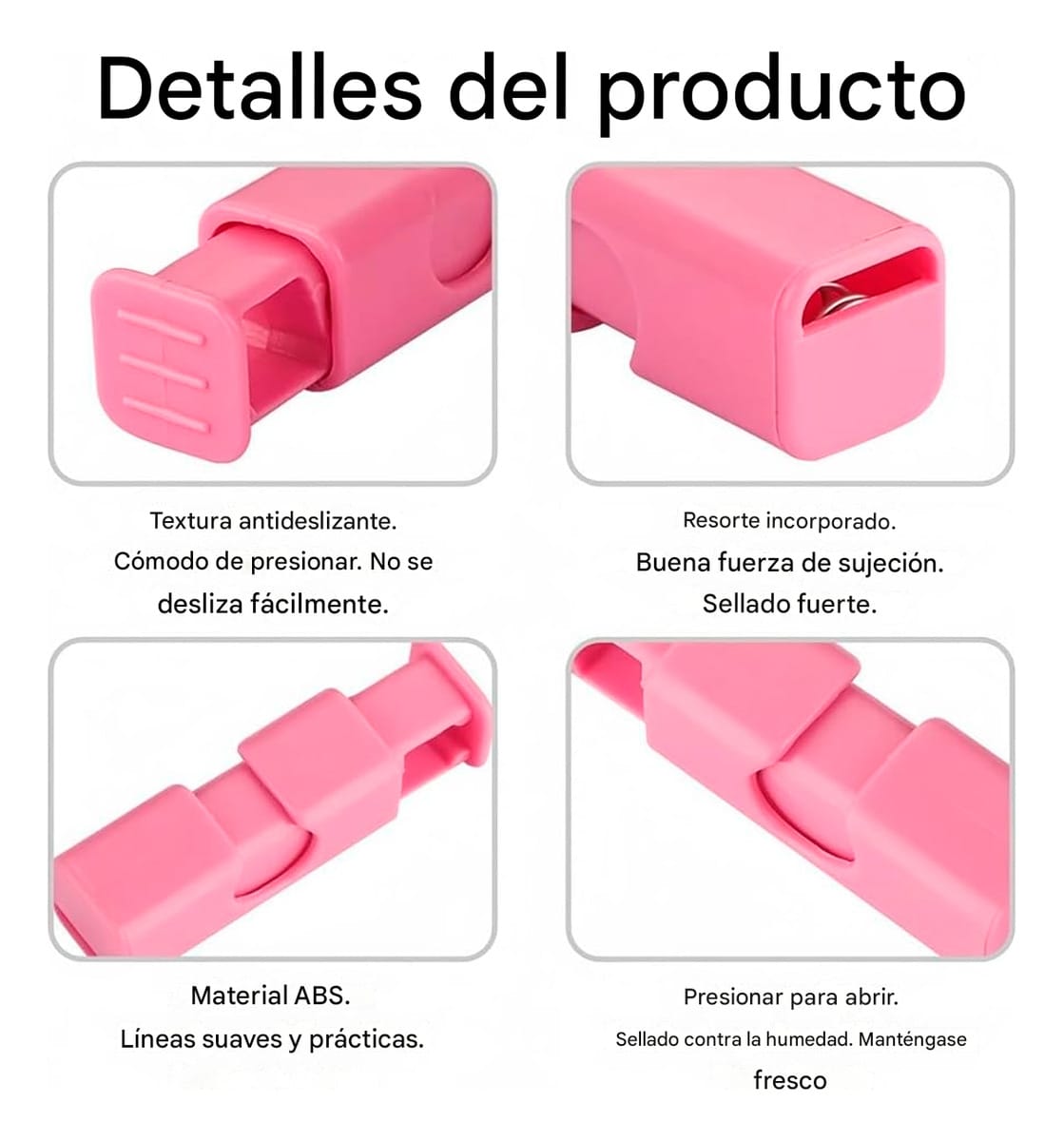 Clip Sellador Cierre Bolsas Alimentos Pack X4 Reutilizables - Imagen 3