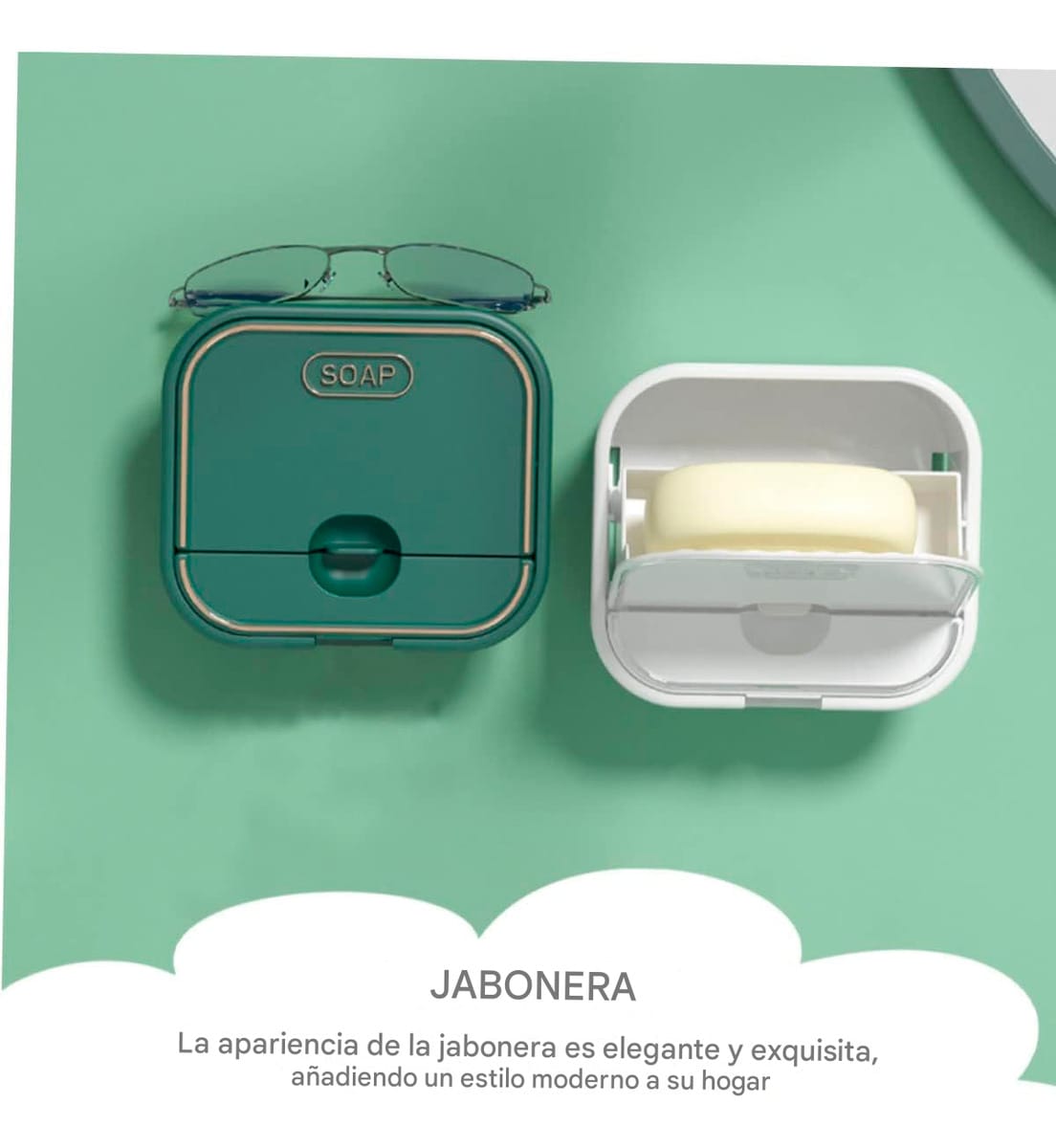 Jabonera De Ducha Adhesiva De Pared Con Tapa Y Drenaje - Imagen 8