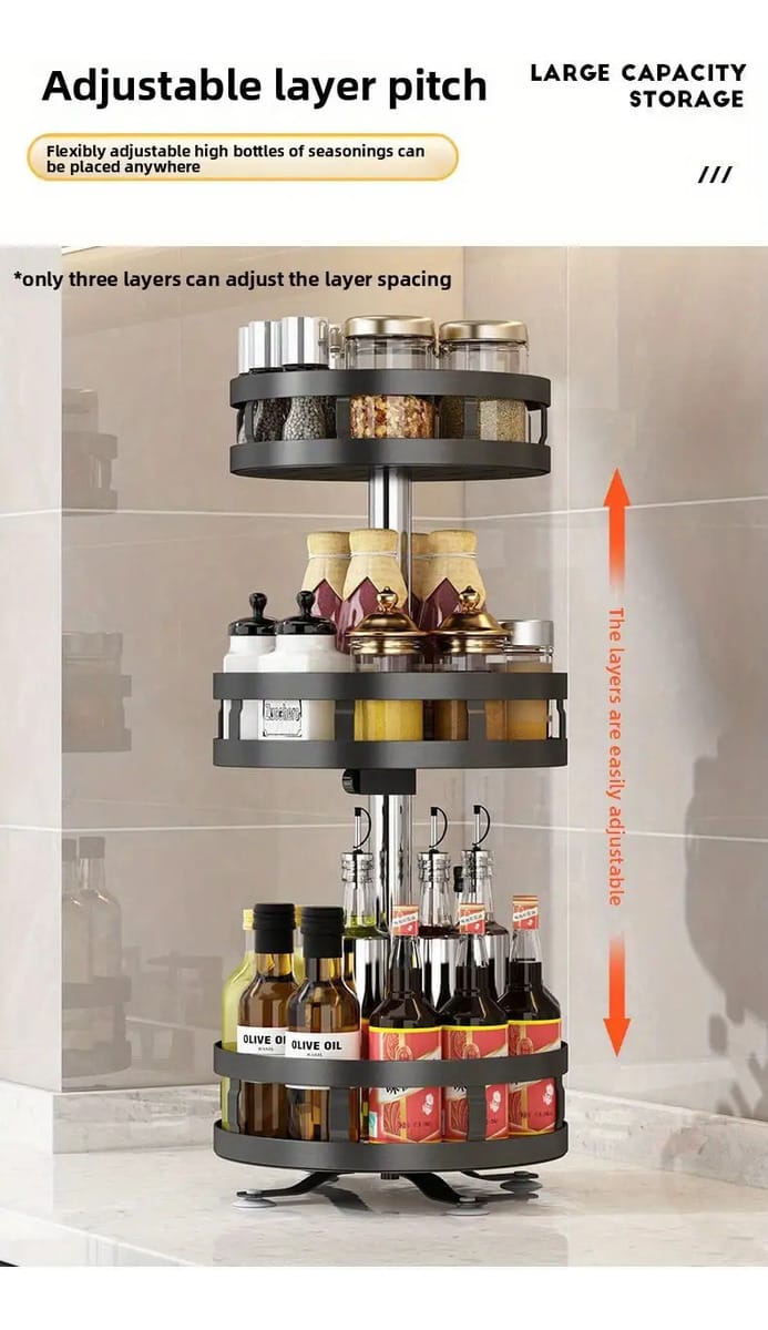 Organizador Giratorio De 3 Niveles Cocina Baño Rota 360° - Imagen 4