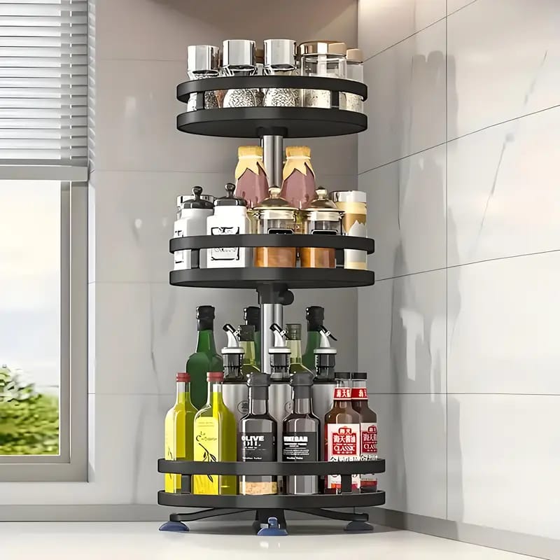 Organizador Giratorio De 3 Niveles Cocina Baño Rota 360° - Imagen 9