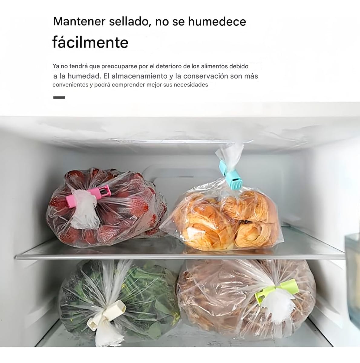 Clip Sellador Cierre Bolsas Alimentos Pack X4 Reutilizables - Imagen 2